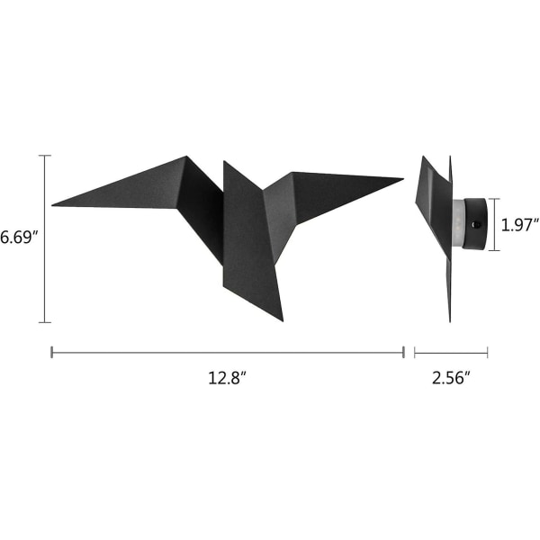 Modern väggled led i form av en flygande fågel kompatibel med sovrum, vardagsrum (12,8 tum) (svart)