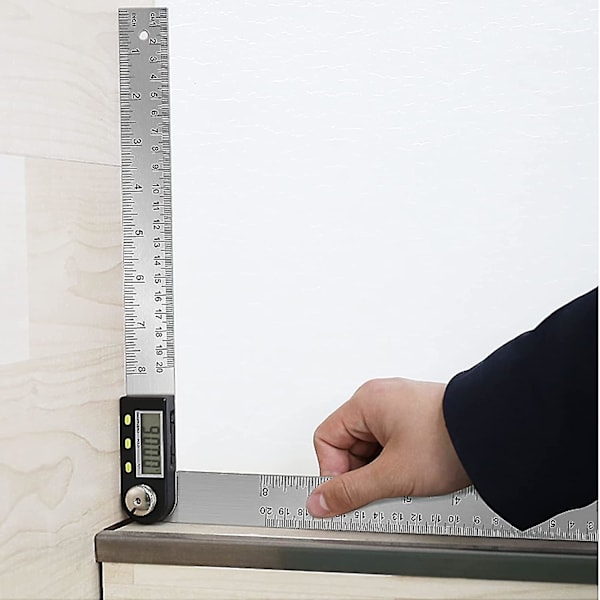 Digital Vinkelmätare, 200 Mm Rostfritt Stål Vinkelmätare, Med Nolljustering Och Låsfunktion, LCD-Skärm, 360 Multi-vinkelmätning