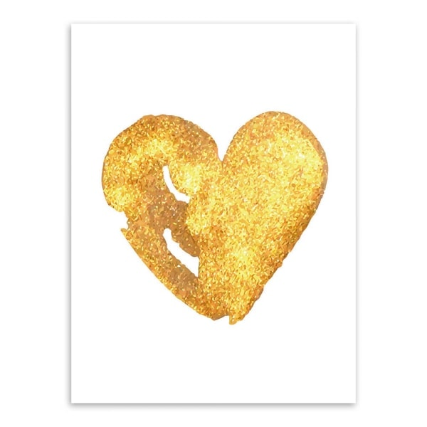 Love and Choices Wall Art Canvas Print Poster, Enkel Söt Guld och Svart Konstteckning