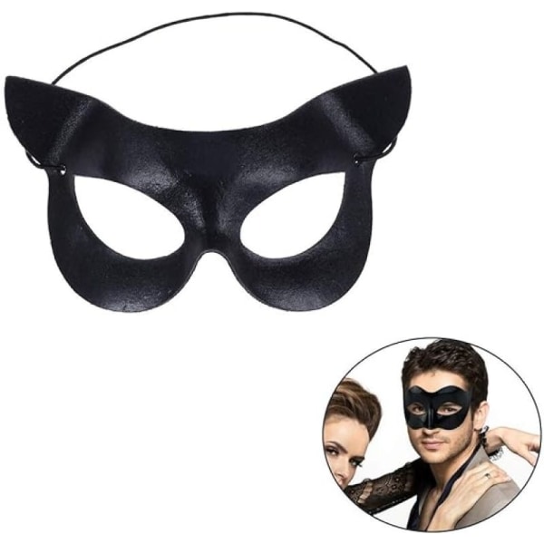 2 stk. Kvinders Kattemaske Halvmaske Kostume Tilbehør Party Favors - Halloween Kostumer Maske, Maskerademaske, Katteøje Halvmaske