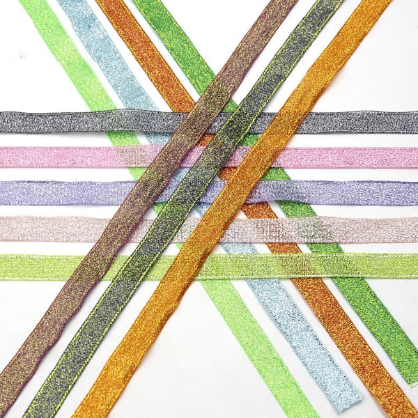 3-pack, 1,2 cm julguldband med glittrande organzakant