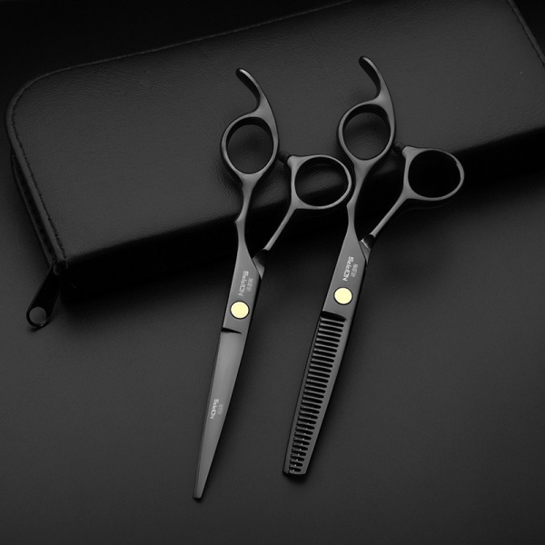 Hårklippesaks Sæt med Razor, Læder Saks Etui, Barber Hårklippesaks Hår Tynding/Teksturering
