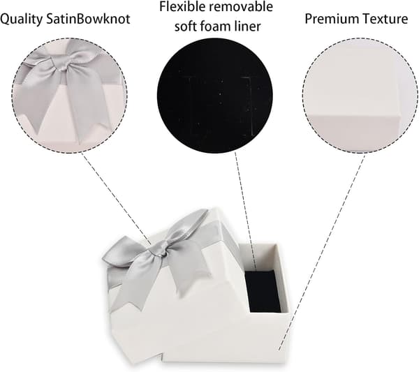 5-pack Small Gift Box, Square Jewelry Gift Box, Jewelry Case with Bow, Empty Ring Gift Boxes, Gift Box with Lid