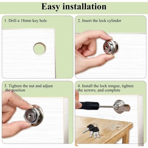 Mailbox Lock Cylinder Mailbox Metal Cabinet Lock with 4 Keys Lock 4 Different Lock Plates for Mailbox Drawers Cabinets 2-pack (16 mm)