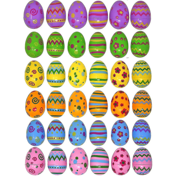 Toy set of 36 large plastic printed bright Easter eggs, over 25.4cm tall