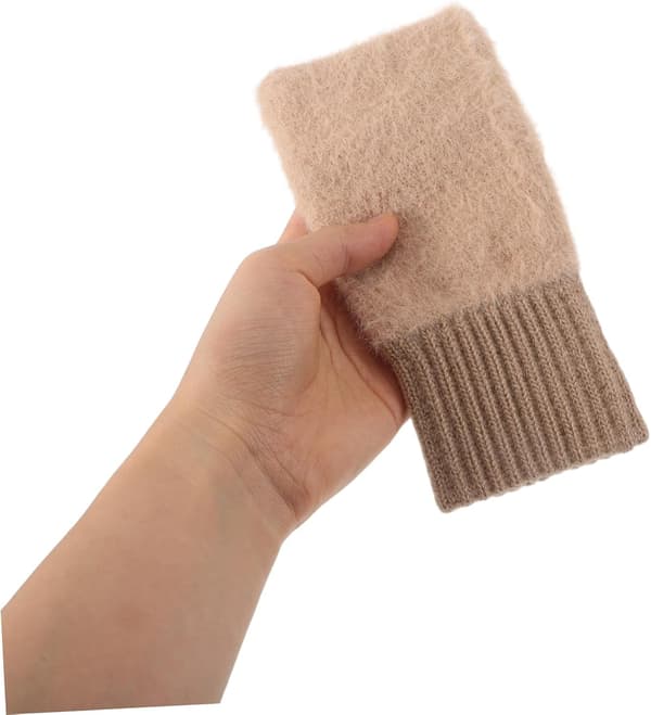 4 par stickade halvfingerhandskar för kvinnor med tumhål, töjbara varma termiska vantar