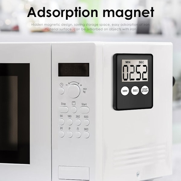 Køkken Timer Digital Magnetisk Madlavning Bagning LCD Tæller Ned Op Høj Alarm Tidsindstilling Alarm Magnet Ur