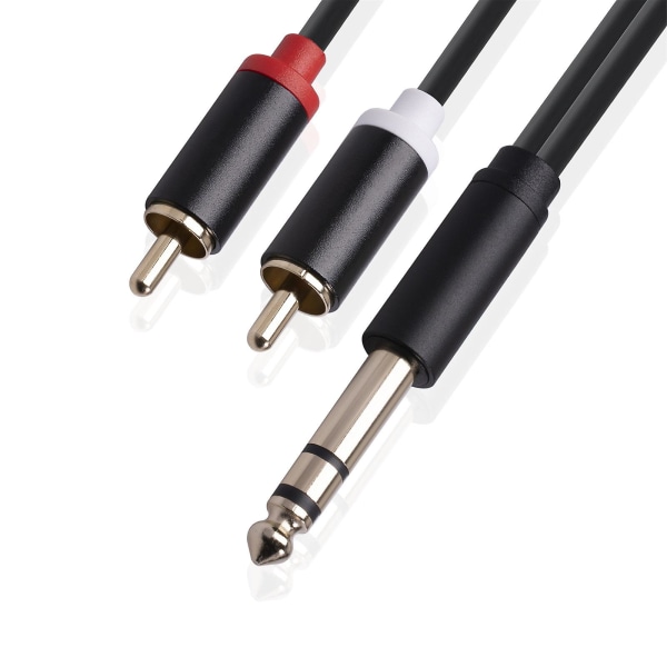 6,35 mm - 2RCA-kaapeli RCA-kaapeli 6,35 mm 1/4 tuuman uros - 2 RCA-uros stereokaiutinsovitin Y-jakaja R