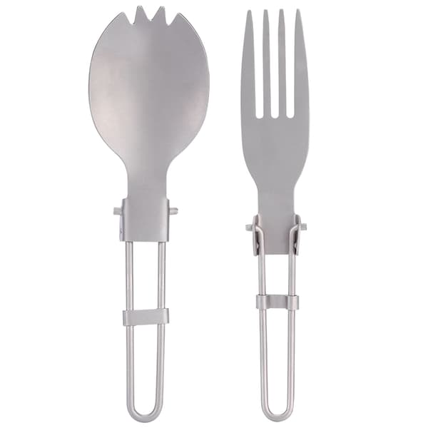 Portable Folding Titanium Spork Fork Outdoor Camping Cutlery Travel Tableware (Fork Spoon)
