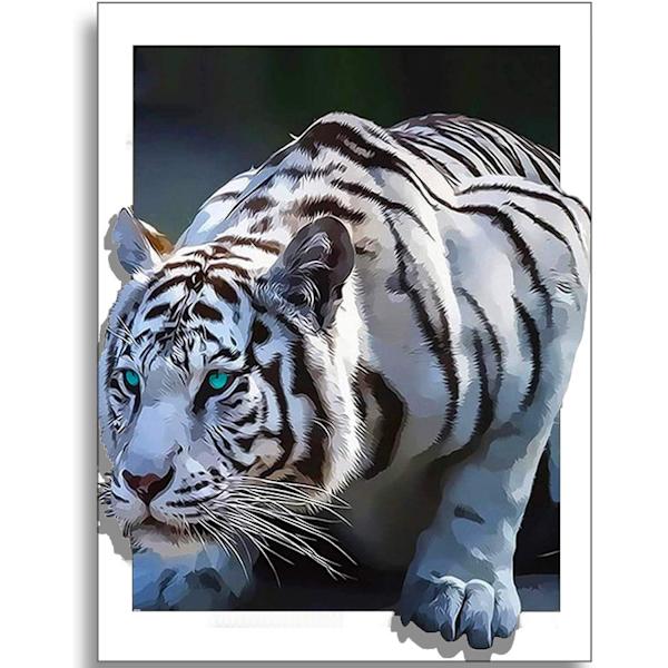 Diamantmaleri Tiger, DIY 5D Dyre Diamant Kunstmalerisett for Voksne Barn Nybegynnere, 30x40cm, Ideelle Gaver til Familie og Venner