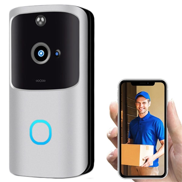 M10 Trådlös WiFi Dörrklocka Smart Videotelefon Visuell Intercom Dörrklocka Säkerhetskamera Vit