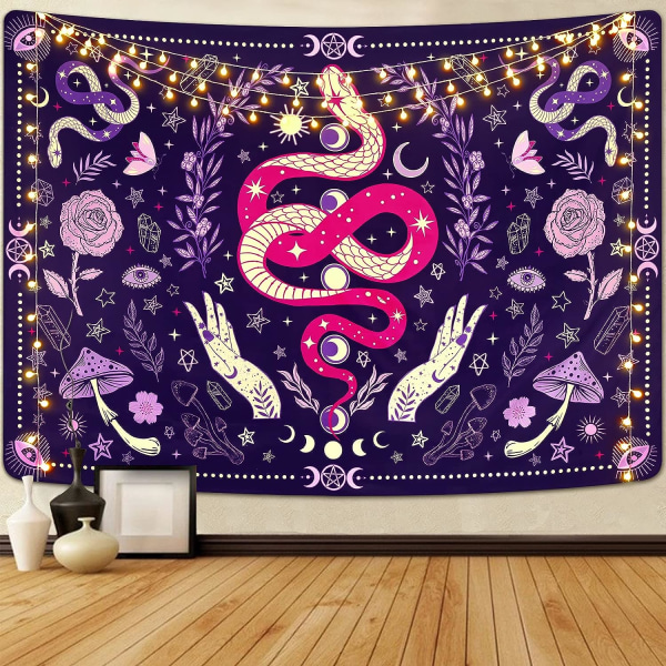 Esteettiset käärmekuvakudokset Sieni kuvakudokset Kuun vaihe ja tähdet kuvakudokset Perhonen ja kukat Tapestry Witch Tapestry Wall Han