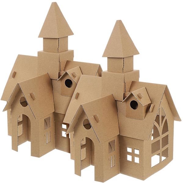 2 stk DIY Monter og Graffiti Slott Barn Samle Leke Barn Utdanningsleke 33X23X22CM
