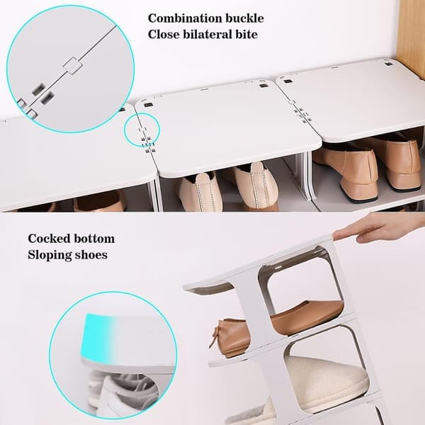 Narrow Shoe Rack 4-Tier Large Capacity Shoe Cabinet (White) [LGL]