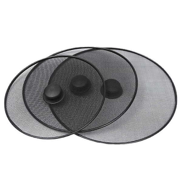3 Pcs Kitchen Splatter Screen, Frying Pan Splatter Guard, Grease Splatter Protector, Mesh Oil Proof Pot Lid Black
