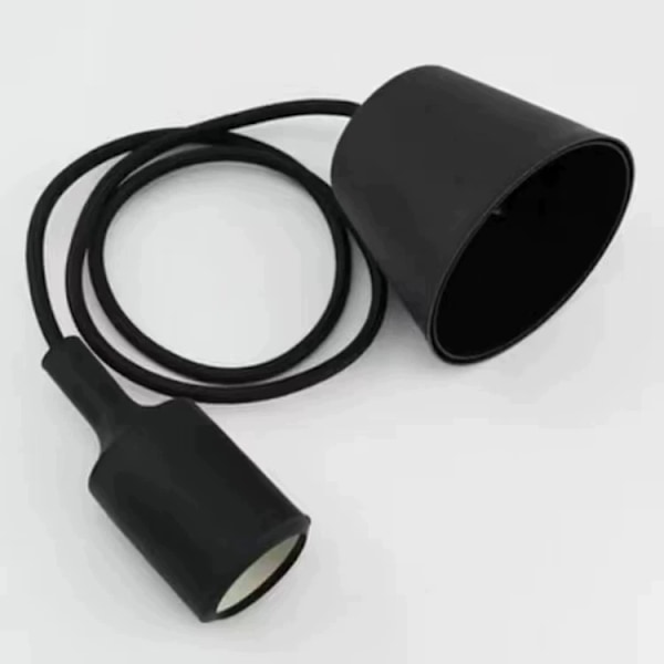 Sokkel Hengelampe, E27 Sokkel Base Silikon Hengelampe Holder Med Ledning (uten Pære) Svart Black