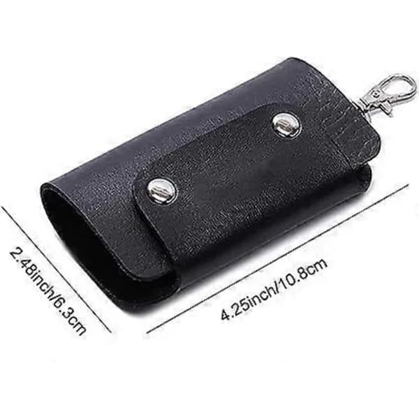 (Black) Key Holder, Leather Key Case, Leather Key Organizer with 6 Hooks for House Keys, Mailbox Keys