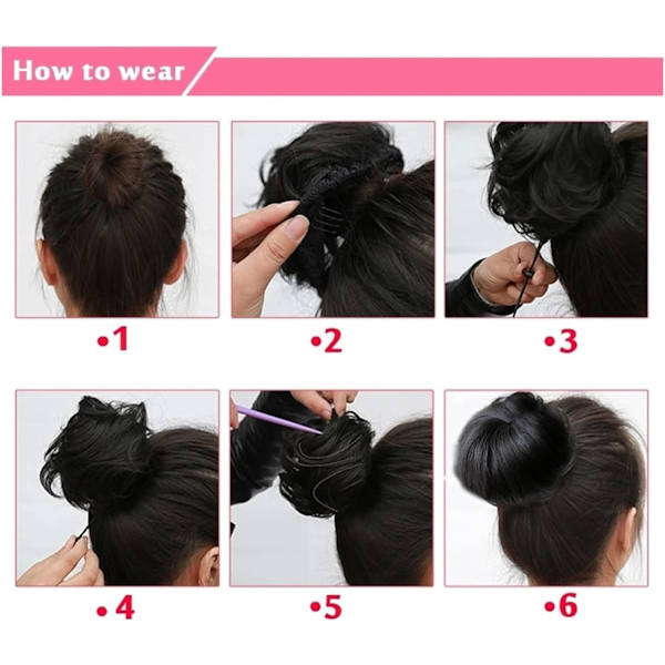 Peruk för kvinnor Syntetiskt hår Chignon Rak Donut Chignon Hårfäste Syntetisk spets Falsk Balett Chignon för kvinnor flickor damer Kvinnlig syntetisk peruk