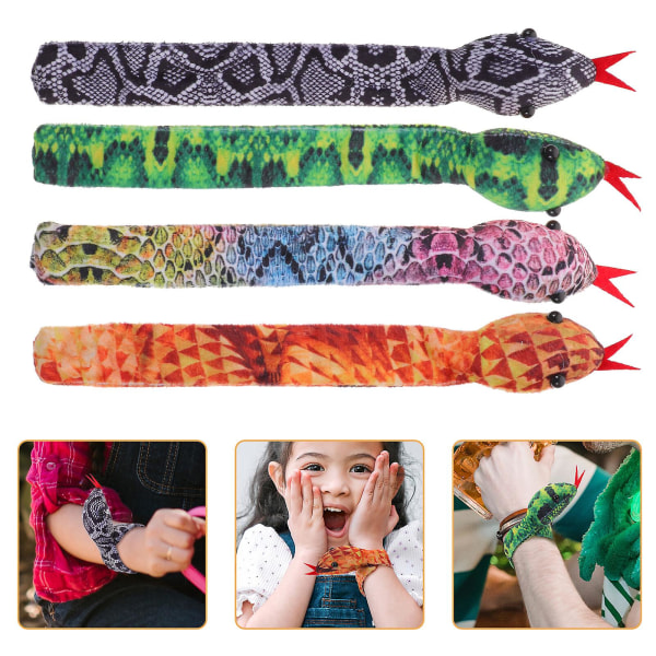 4 st Slap Armband Leksak Uppstoppad Snake Armband Slap Armband Toddler Slap Armband Jungle Party Favo Assorted Color1 27X4X3CM