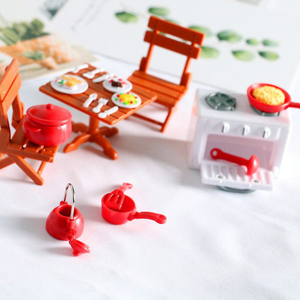 2 Sæt Simulerede Mini Tekande Sæt Mini Køkkenudstyr Model Mini Hus Rekvisitter (rød)Rød3X3CM Red 3X3CM