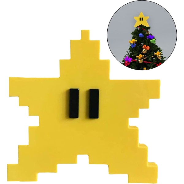Retro Super Mario Pixel Star Christmas Topper Star Compatible Withm 3d Dekorativ Star Compatible Withm kompatibel med julgransdekoration av C