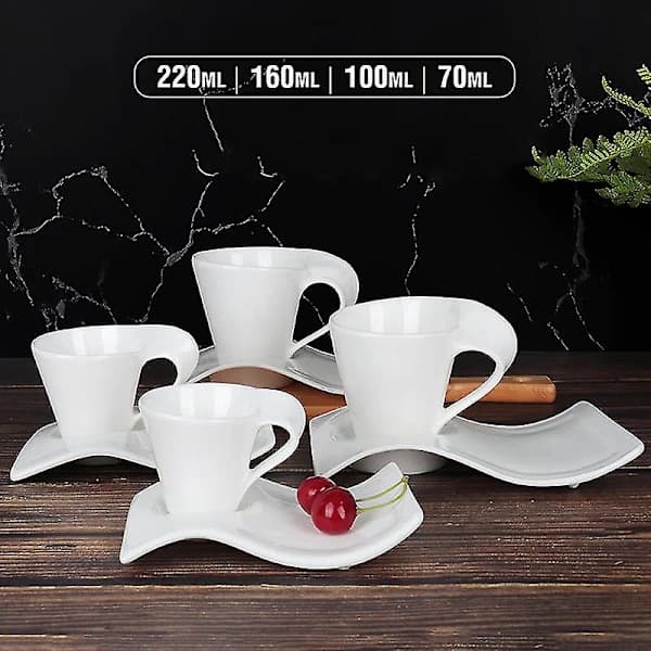 Creative Wavy Ceramic Luxury Coffee Cup and Saucer Set Luxury Couple Coffee Cup 70ML