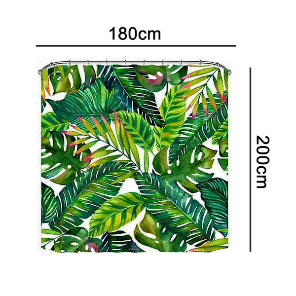 Tropisk Bruseforhæng, Grøn Bananpalmebladstof Badeværelsesgardiner Sæt Med Kroge Badeværelsesindretning Maskinvaskbar Stil 3180x200cm Style 3 180x200cm