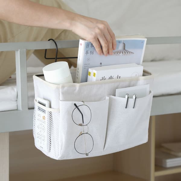 White Bedside Caddy 1-piece Bedside Organizer Bag Hanging Bed Storage