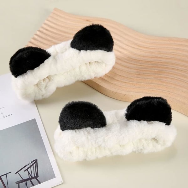 Pandaøre Pandebånd til Kvinder, Makeup Pandebånd til Ansigtsrens, Bløde Elastiske Pandebånd til Bad og Brusebad