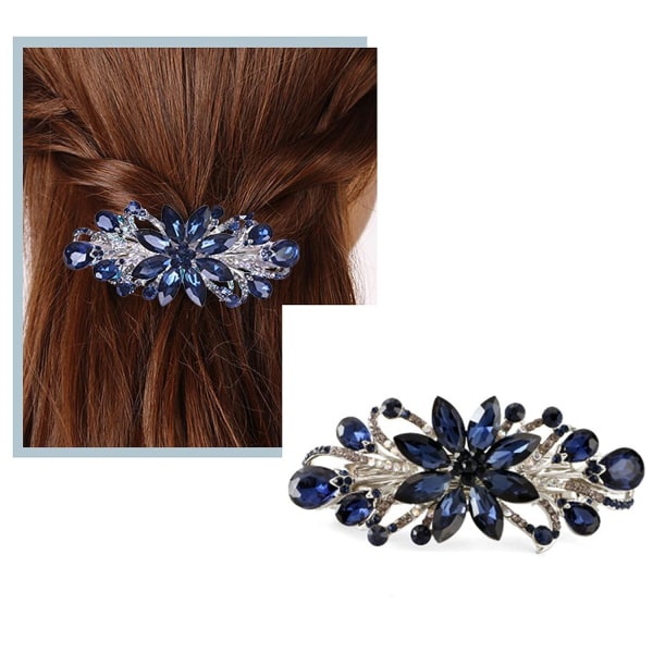 Luksus smykkedesign hårnåle Rhinestone hårspændeclips, også perfekte mors dags gaver til mor (blå)