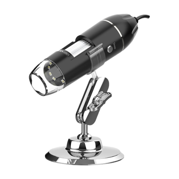 Håndholdt USB-lomme trådløst digitalt mikroskop, HD-fokusforstørrelsesglas med fast zoom med LED, (sort)