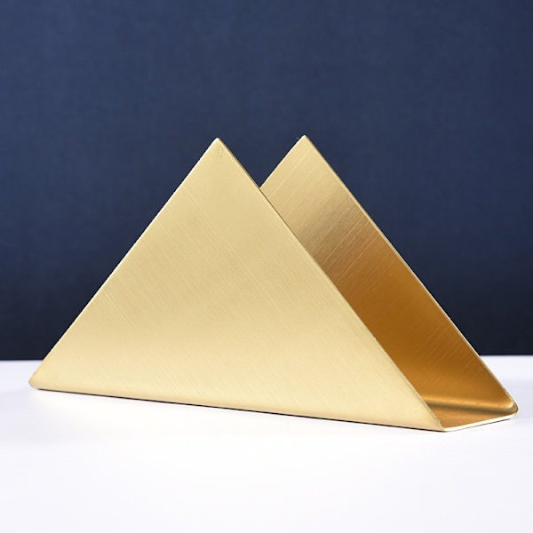 Guld Rustfrit Stål Serviet Holder, Moderne Trekant Cocktail Serviet Dispenser Organizer til Køkkenbordplader, Spiseborde