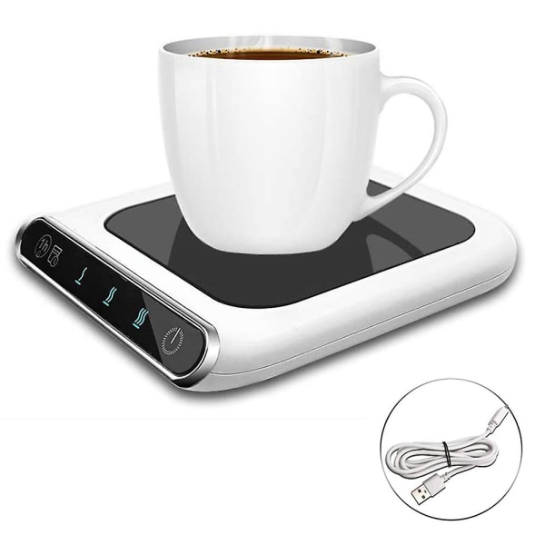 Kaffevärmare Multifunktionell kopp Uppvärmningsplatta-resistent glas med en elektrisk värmeplatta för kontor, hemmabruk, pc, bärbar dator
