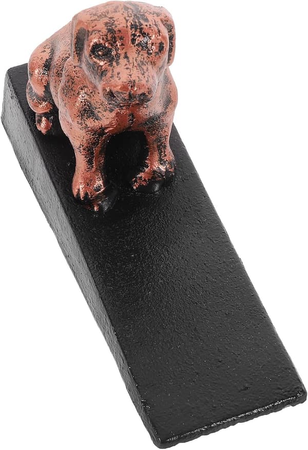 Cast Iron Door Stop, Dog Shaped Wedge, Decorative Anti-Collision Door Buffer, Nail-Free Wall Protector