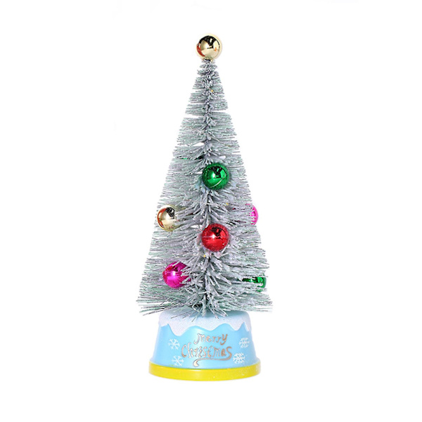 Miniatyr Juletre Med Flocked Pines Nåler, Julekule Ornament, Gavedekorasjonstre Med Led Lys, Kunstig Forhåndslyste Juletre For K