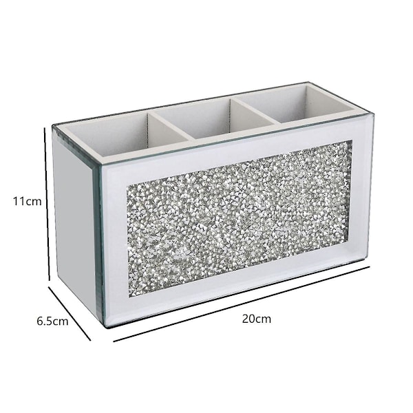 Makeup Børsteholder Organizer Bling Knust Diamant Glas Spejl Smykkeskrin Kvinder Smykke Orga