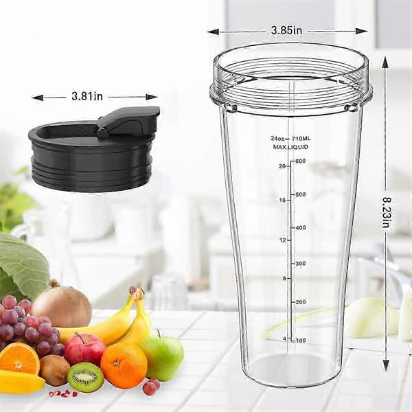 Udskiftningsdele til blender til Ninja, 24 oz Ninja blenderkopper med låg, blenderblad til Nutri Ninj