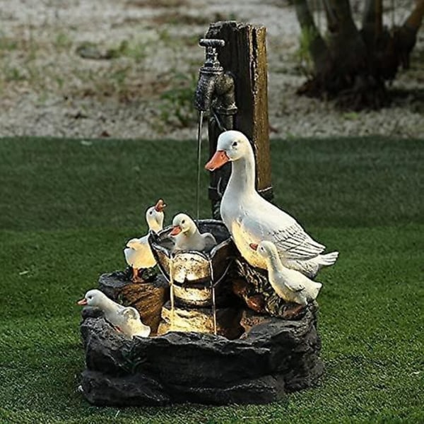 Garden Animal Statue Solar Fountain Led Light Garden Art Deco Outdoor Garden Sculpture (B)