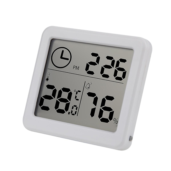 3,2 tommer Digital Temperatur- og Luftfugtighedsmåler Ur Soveværelse Hygrometer Hvid