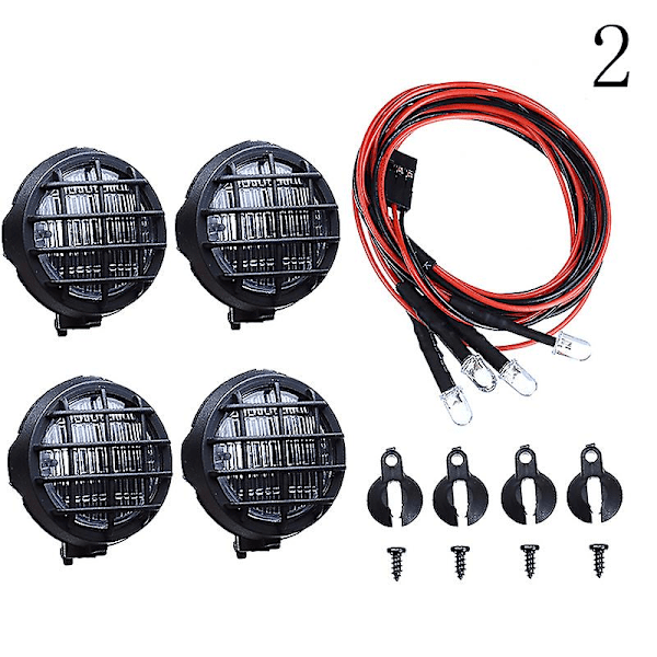 4 stk LED-spotlights Taklampe Lampeskjerm for 1/10 Rc Band Rund