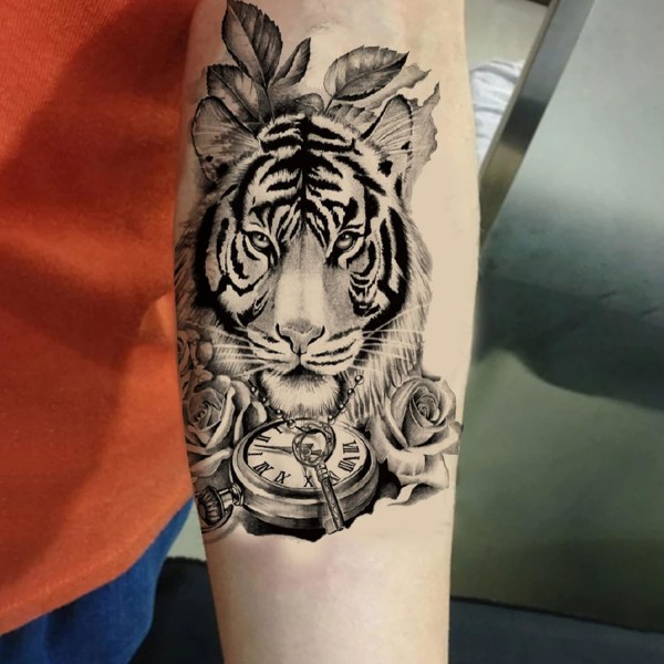 Lejontatueringsklistermärke Tiger Wolf Tillfällig tatueringsklistermärke Tillfälliga tatueringar Leopard tillfällig tatueringsklistermärke 3D Realistisk tatuering för män kvinnor 6 delar