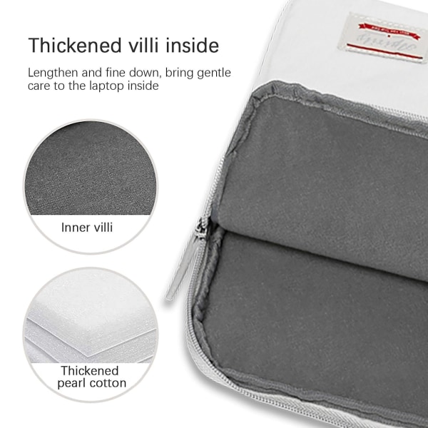 15,6 tommer Laptop Sleeve Taske  Til Vandafvisende Beskyttende Bord Case Laptop Sleeve Hvid White