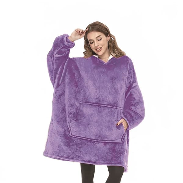 Varm og kald oversized hettegenserteppe (1 stk lilla)