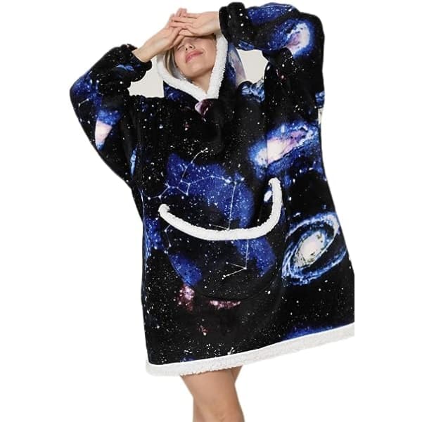 Oversized Hettegenser, Unisex, Myk og Varm Sherpa Fleece Hettegenserteppe