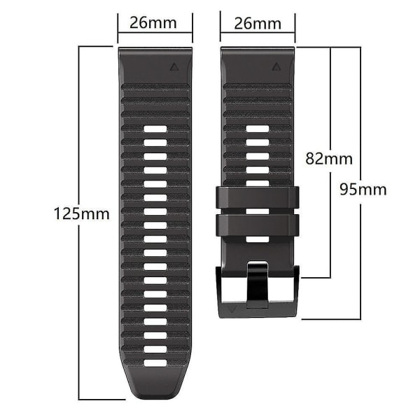 Til Garmin Tactix Delta/Enduro Horisontale Striber Silikone Udskiftningsarmbånd Ur Sort Rød