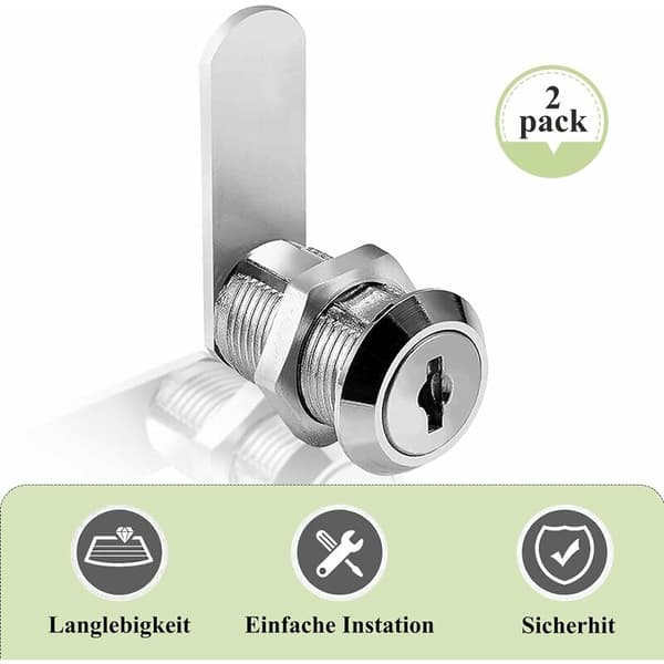 Mailbox Lock Cylinder Mailbox Metal Cabinet Lock with 4 Keys Lock 4 Different Lock Plates for Mailbox Drawers Cabinets 2-pack (16 mm)