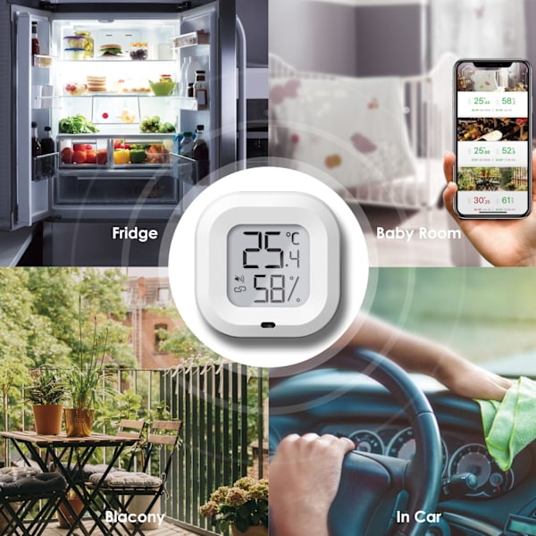 Intelligent Temperatur- och Luftfuktighetsmätare Hög precision Hushåll Inomhus Babyrum Kylskåp Husdjur Bälte Stark Magnetisk Elektronisk