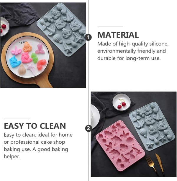 2 stk havfruehale silikonform kakebakeredskap for fondant, baking