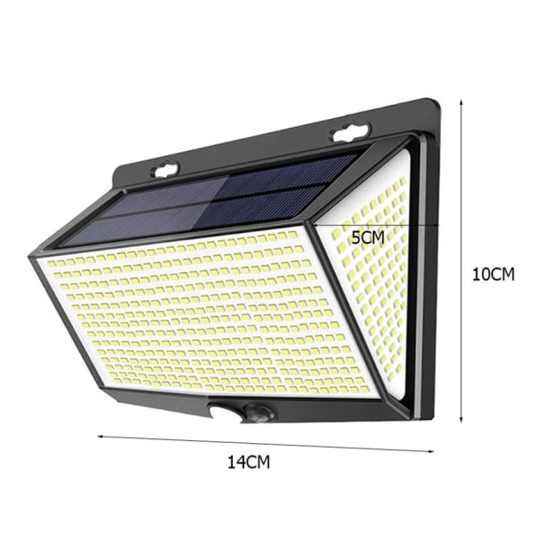Solcellelys Utendørs, 2-pakning 288 LED Solcellelys, 3 Moduser Utendørs Solcellelampe IP65 Vanntett Solcelle-LED-lys Utendørs Lys