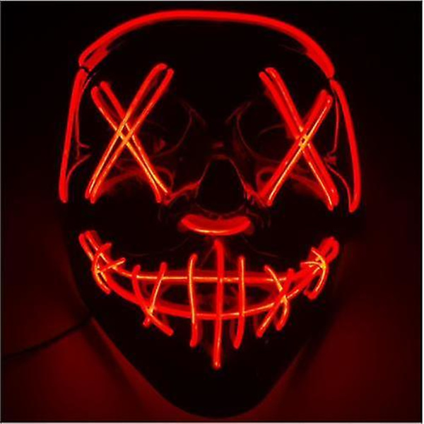 Neon-ommel Mask LED-lanka Loiste Masquerade Puhdista Halloween Cosplay Mask_Punainen